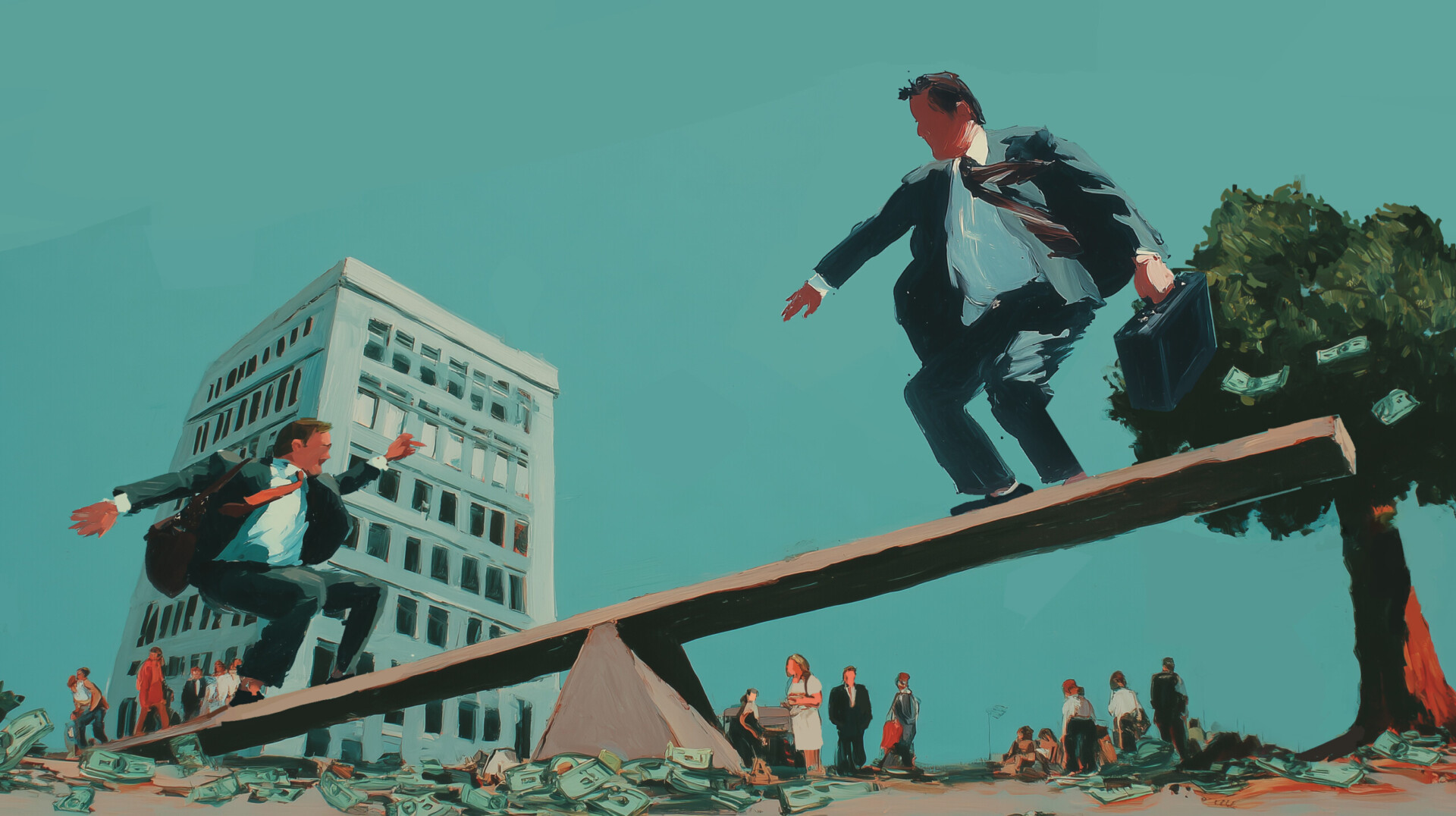 Двое мужчин на качелях